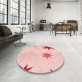 thumbnail image 4 of Ahgly Company Machine Washable Indoor Round Transitional Light Rose Pink Area Rugs, 5' Round, 4 of 7
