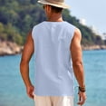 thumbnail image 5 of HAOMEILI Men's Cotton Linen Tank Top Shirts Casual Sleeveless Lace Up Beach Hippie Tops Bohemian Renaissance Pirate Tunic, 5 of 7
