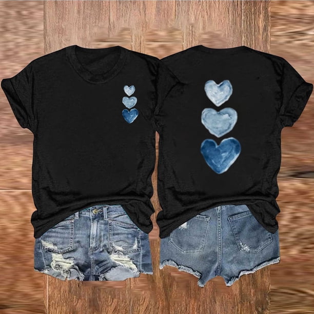 Fiudx Ofertas y Liquidaciones Camiseta de Manga Corta con Cuello Redondo y Estampado Informal a La Moda para Mujer