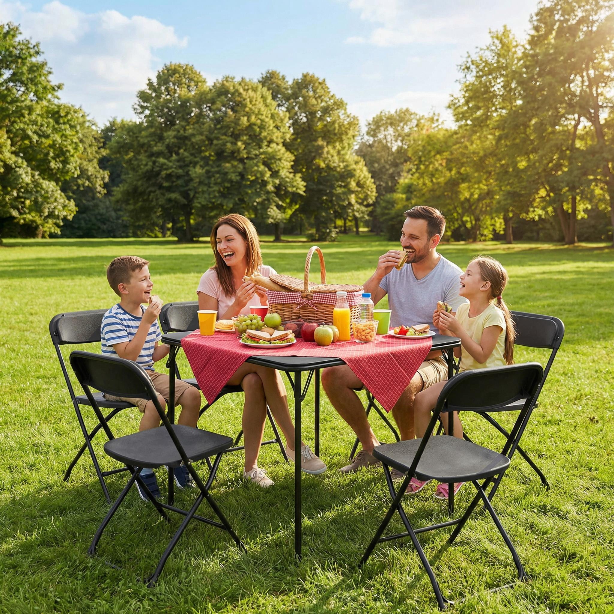 Homy Casa 31.5" Folding Card Table, Portable Table for Dining, Camping, or Game Night, Black