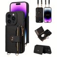 thumbnail image 4 of Phone Case - Mobile Phone Case Cover Anti Drop Crossbody Bag, Suitable for Iphone 16/15Plus/14/13,with Mirror And Long Drawstring, Multi-Functional Zipper Card Storage Faux Leather Phone Case Cover, 4 of 17