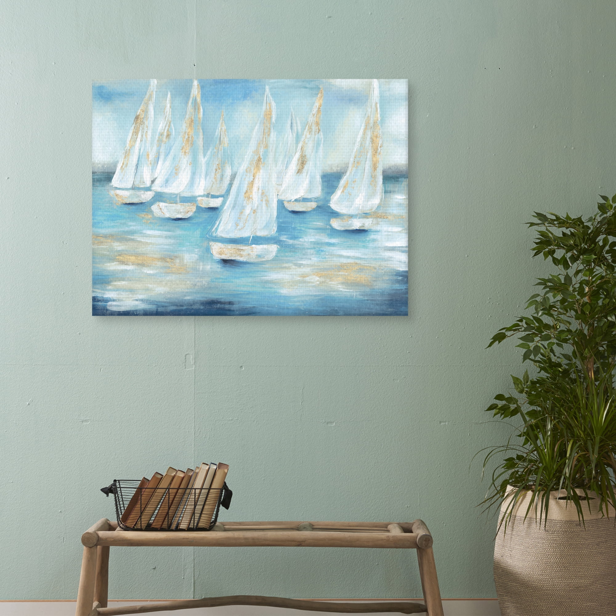Golden Sailboats by Willowbrook Fine Art Canvas Art Print