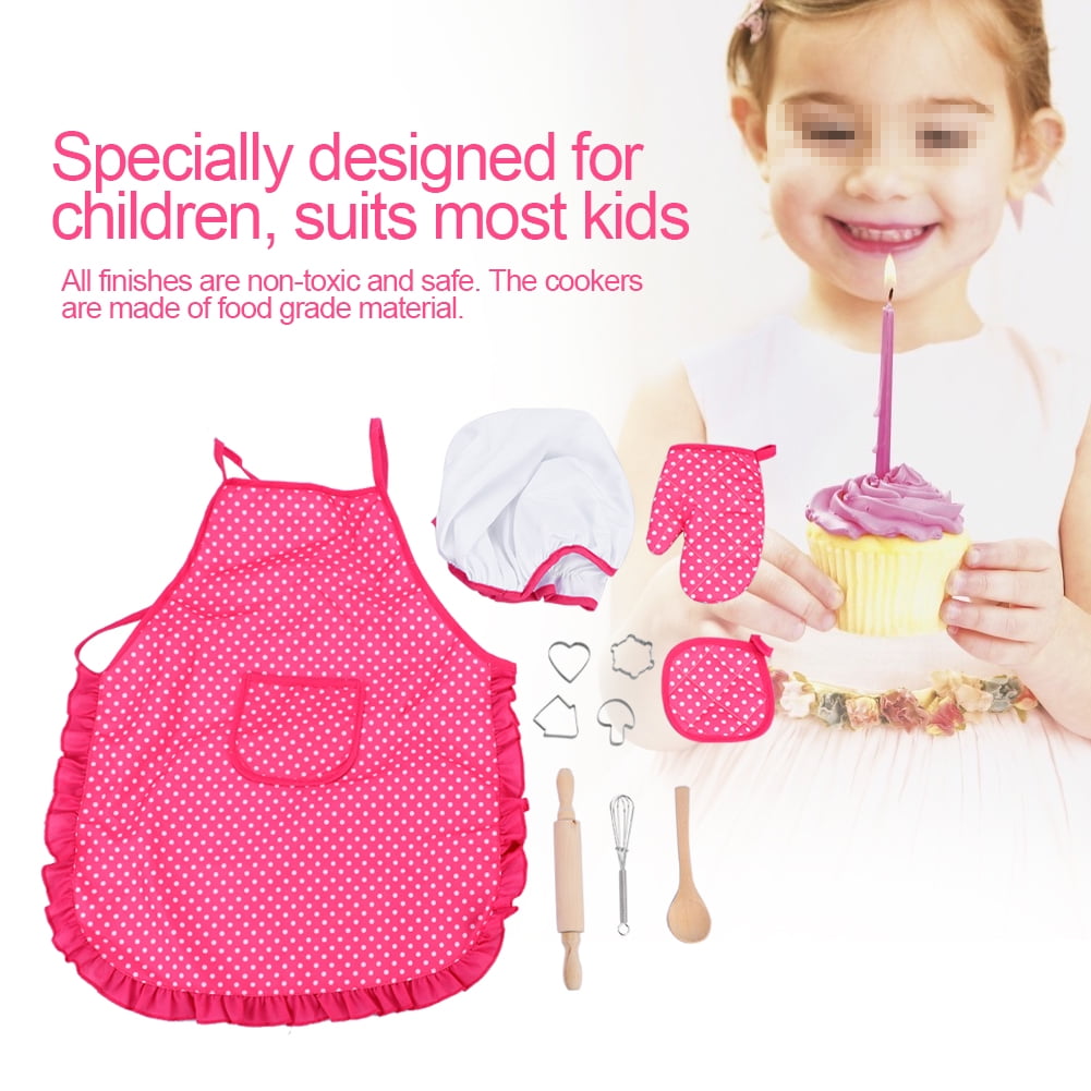 Tbest Children Chef Set DIY Cooking Baking Suit Toys Set Pretend Play Clothes Apron Gloves Hat Cooker, Children DIY Baking Toys,Children Chef Set