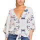 thumbnail image 3 of Mujeres Pantalones Cortos, Estampado Cuello en V Manga Corta Suelta de Ajuste Casual Top Hecho de Poliéster Ligero para el Uso Diario de Verano, Chaquetas Cortas para Mujeres, 3 of 3
