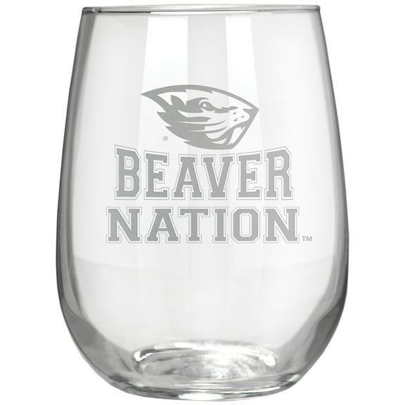 Oregon State Beavers Etched 17oz. Rally Cry Stemless Wine Glass