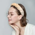 thumbnail image 6 of Women Velvet Puffy Spa Headband for Washing Face Makeup Skincare Head Band Girls Braided Cross Facial Hair Band (Light Brown), 6 of 6
