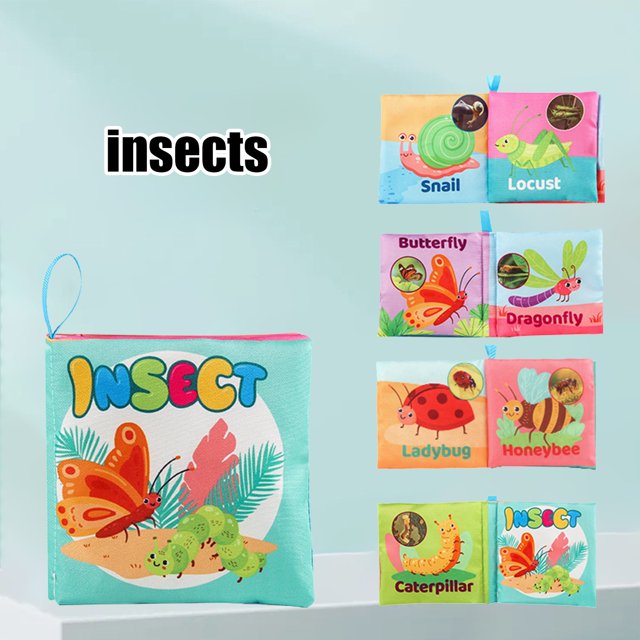 Libro de tela infantil con temática de frutas | 4 lados, 8 páginas, juguete educativo para la primera infancia | Libro de tela suave para bebés