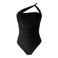 Black Bikini Top One Shoulder For Bathing Suits Full Coverage Keyhole