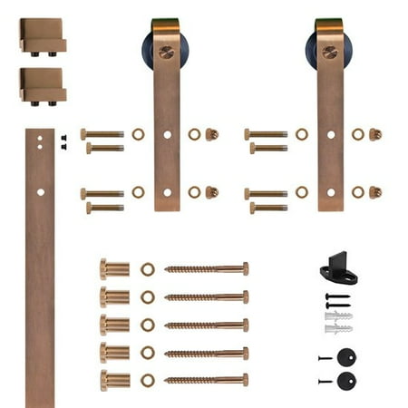 6 6 Ft Hook Strap Copper Pvd Rolling Barn Door Hardware Kit With