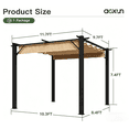 thumbnail image 3 of Dateyes 10'x12' Outdoor Retractable Pergola, with Sun-Proof Canopy, Patio Metal Pergolas Gazebos for Backyards, Gardens, Patios, Beige, 3 of 7