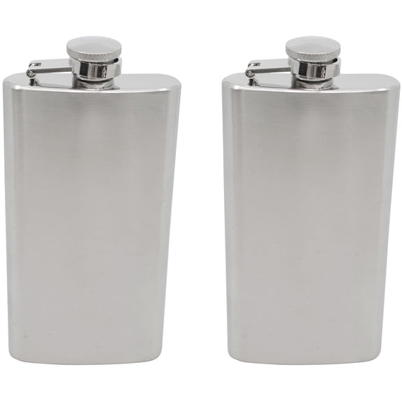 Set of 2 Lightweight Stainless Steel Pocket Hip Flasks (Brushed Matte Finish, 5 oz)
