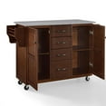 thumbnail image 5 of HomeStock Classic Charm Full Size Kitchen Cart With Top, Mahogany Finish, 51.5 X 18 X 35.25 Inches, Shelved And Drawer Storage, Modern Mobile Kitchen Cart-Color:Stainless Steel Top, 5 of 10