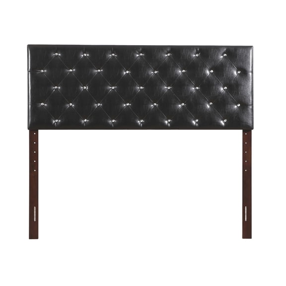 Passion Furniture Indoor Modern Home Decorative Super Nova 2 Black Tufted King Headboard