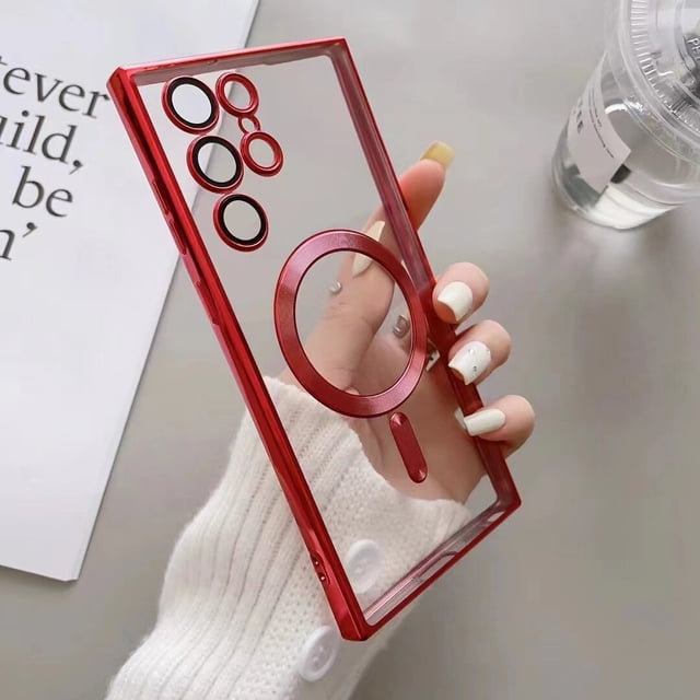 Funda magnética clásica transparente para Samsung S22, S21, FE, S23, Ultra Note 20, 10 Plus qiuyongming unisex