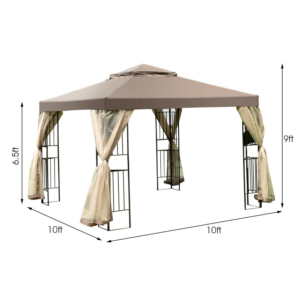 Costway Outdoor 10’x10′ Gazebo Canopy Shelter Awning Tent Patio Screw-free structure Garden Sansujyuku sansujyuku.com