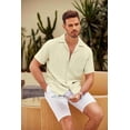 thumbnail image 5 of COOFANDY Mens Cuban Shirt Short Sleeve Button Down Shirts Summer Beach Wedding Shirt Regular Fit, 5 of 6