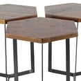 thumbnail image 5 of DecMode 15" x 18" Brown Mango Wood Accent Table with Black Metal Y-Shaped Bases, 3-Pieces, 5 of 8