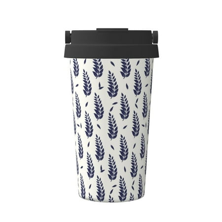 

Zeuib Blue Leaves Print Stainless Steel Vacuum Insulated Coffee Travel Mug Insulated Coffee Mug Travel Mug with Lid Thermal Cup for Outdoor