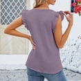 thumbnail image 5 of Women's Casual, Fashionable And Versatile V-neck Pullover Ruffled Sleeveless Solid Color T-shirt, 5 of 7