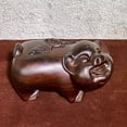thumbnail image 3 of Ebony wood carved pig figurine, solid wood twelve zodiac pigs, male and female, mahogany bat pig handicraft, gift., 3 of 4