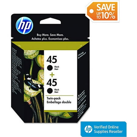 HP 45 (C6650FN, C6650FN#140) Twin Pack Black OEM Genuine Inkjet/Ink Cartridge (51645A*2) (930 x2 Yield) - Retail