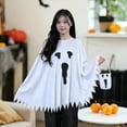 thumbnail image 4 of White Ghost Cape, Loose Poncho Style Halloween Outfit, Soft Breathable Nylon Spandex Cloak with Batwing Sleeves, 4 of 7