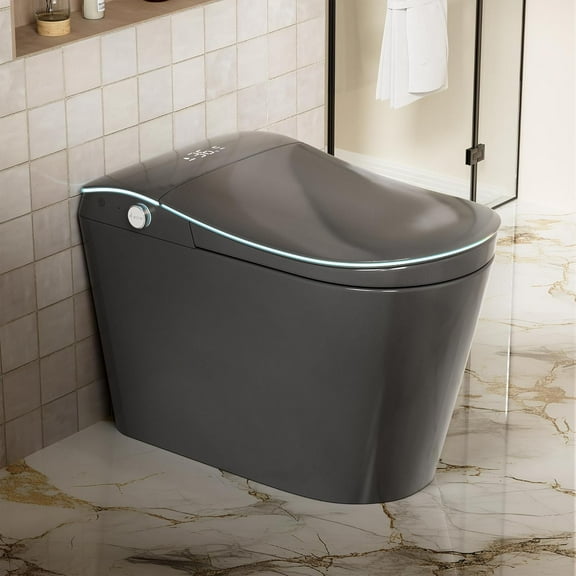 Smart toilet with bidet built in, Heated Seat,Female Cleaning, Warm Water & Dry Function, Modern Tankless Toilets, ADA Comfort Height Toilet, LED Display, Foot Sensor, 1.28GPF, 1000g MAP Flush