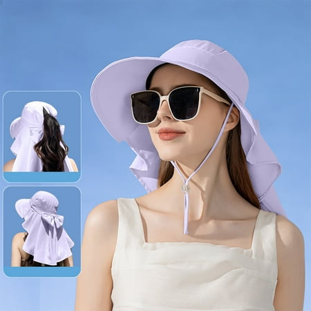 PATLOLLAV Sun Shading Fisherman Hat with Shawl Outdoor Sun Hat for Men with 50+ UPF Protection Safari Cap Wide Brim Fishing Hat for Dad Mother Girl Boy