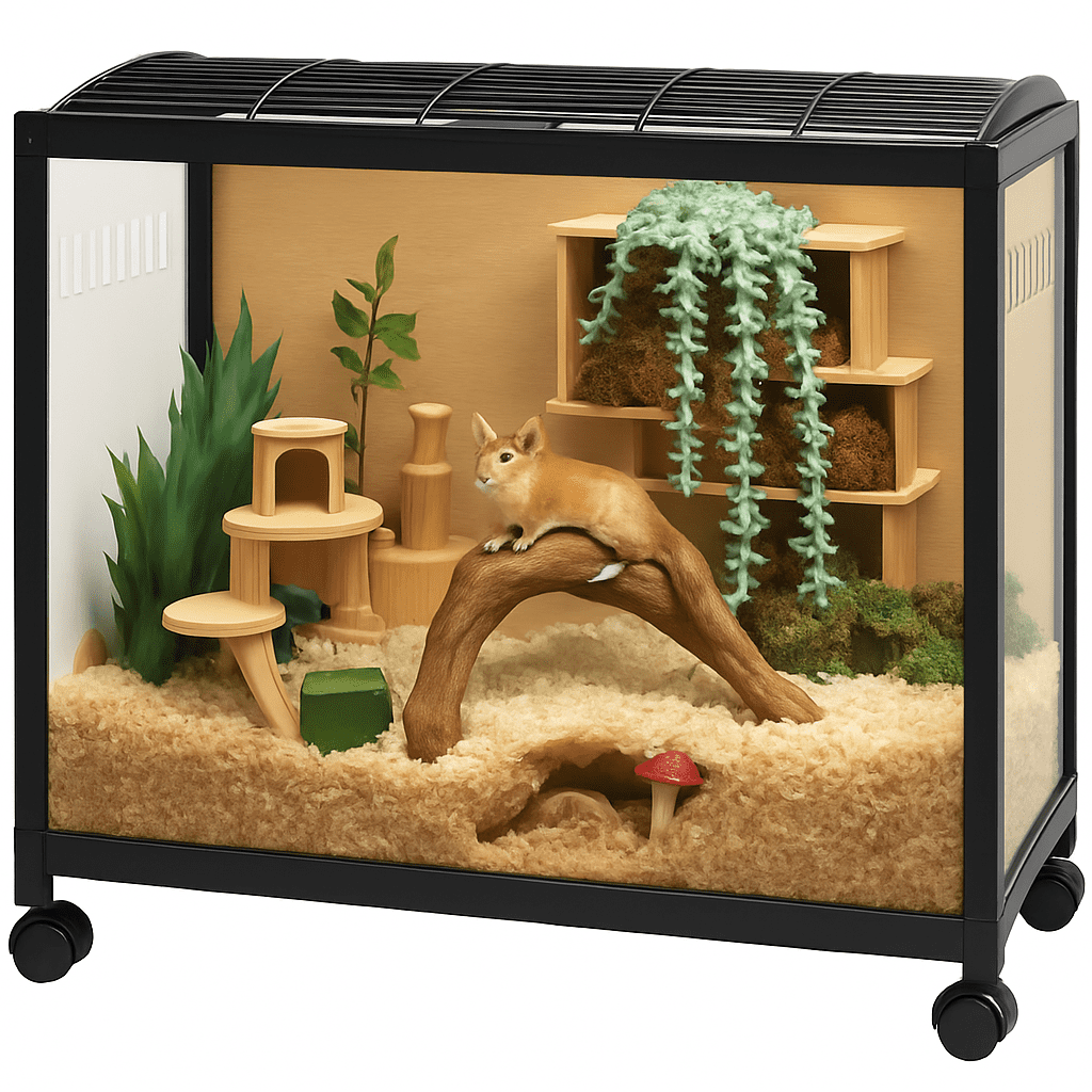Hamster Cage, Metal Mice and Rat Habitat Stackable with Universal Wheels,Chew-Proof Dual Door Small Animal Habitat,Hamster House for Guinea Pig Gerbil, 38x18.5x20.5in