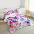 thumbnail image 4 of Manfei Pink Purple Butterfly Full Size Comforter Sets for Girls, Kawaii Watercolor Animals Bedding Comforter Set, Cartoon Lavender Reversible Bedding Sets, Luxury Bedroom Decor, 3 Pieces, 4 of 9