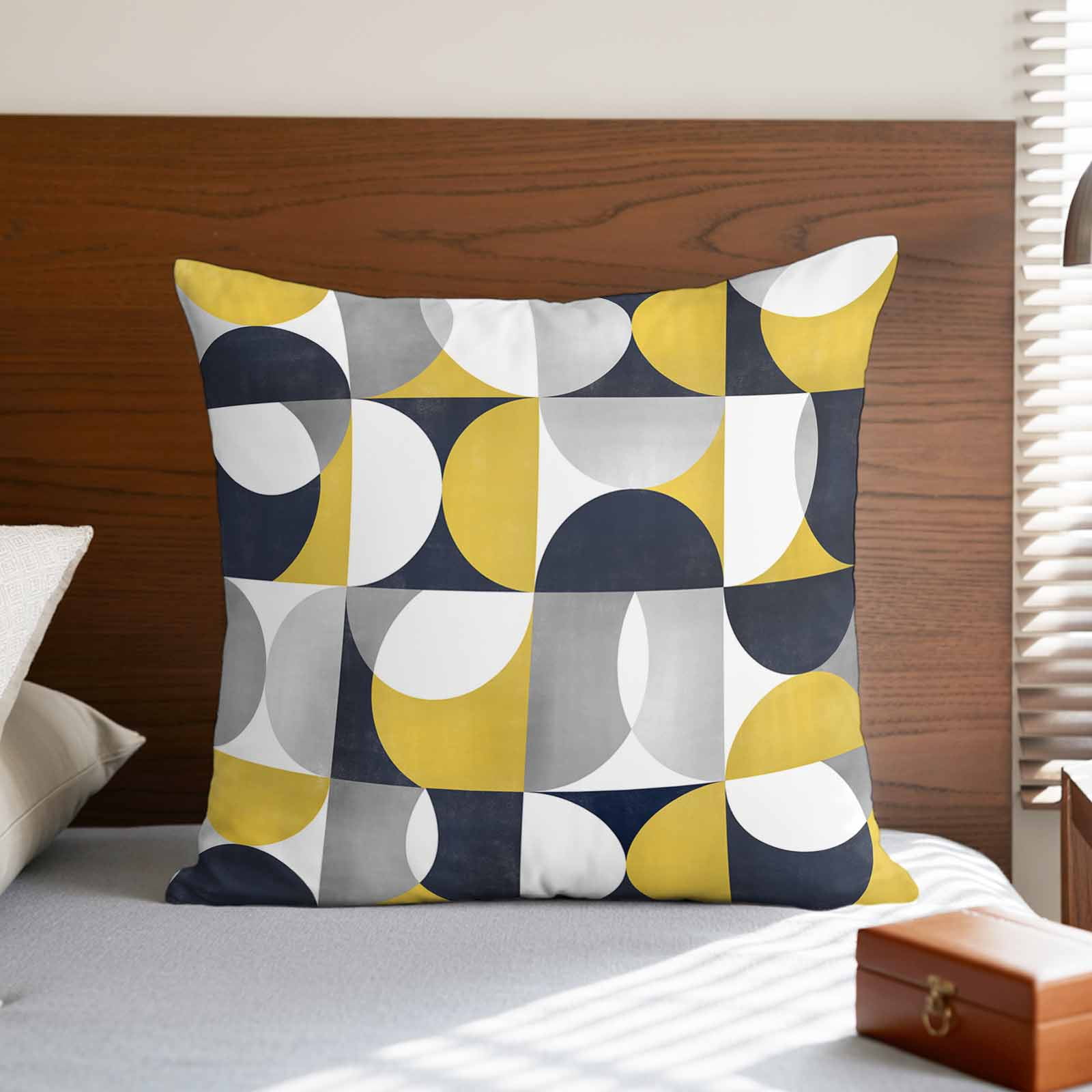 Pillow Covers 26x26 Inch, Modern Yellow, Linen Pillowcase with Invisible Zipper, Vintage European Geometric Grey Decorative Throw Pillow Covers Cushion Case for Couch Sofa Bed Living Room