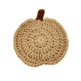 thumbnail image 2 of Handmade Crochet Pumpkin Coaster, Polyester Beverage Mat for Thanksgiving Halloween Table Decor, Set of 1 Fall Harvest Party Supply(D), 2 of 6