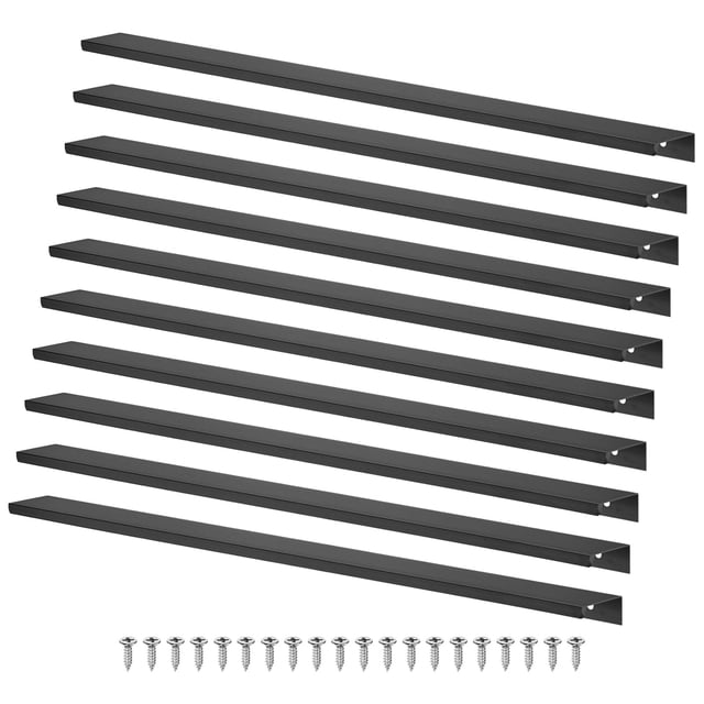 Uxcell 10 Paquete Tiradores de Cajones de Armarios 15.75" Tiradores de Cajones de Aluminio con Mango Oculto Negro Mate