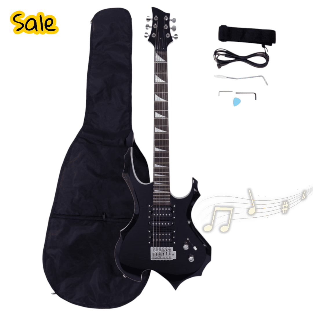 GZXS Electric Guitar Beginner Kit, 36 Inch Starter Kit with Bag, Strap, Plectrum, Tremolo Arm and Amp Wire for Adults, Black
