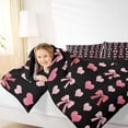 thumbnail image 4 of Homewish Cute Bowknot Full Size Comforter Sets 3-Piece for Teens Female Women,Love Heart Print Bedding Comforter Set,Black Pink Lightweight Bedding Sets,Super Cozy Room Decor,Reversible, 4 of 8