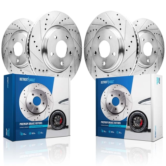 Detroit Axle - Brake Rotors for 2016 2017 INFINITI QX50 Drilled and Slotted Disc Brake Rotors Replacement : 12.60" Front and 12.13" Rear Rotors