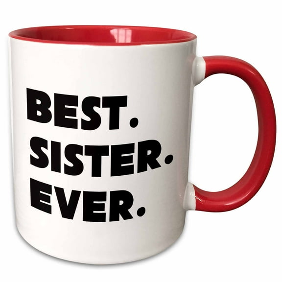 3drose, Best Sister Ever, 11oz Two-tone Red Mug