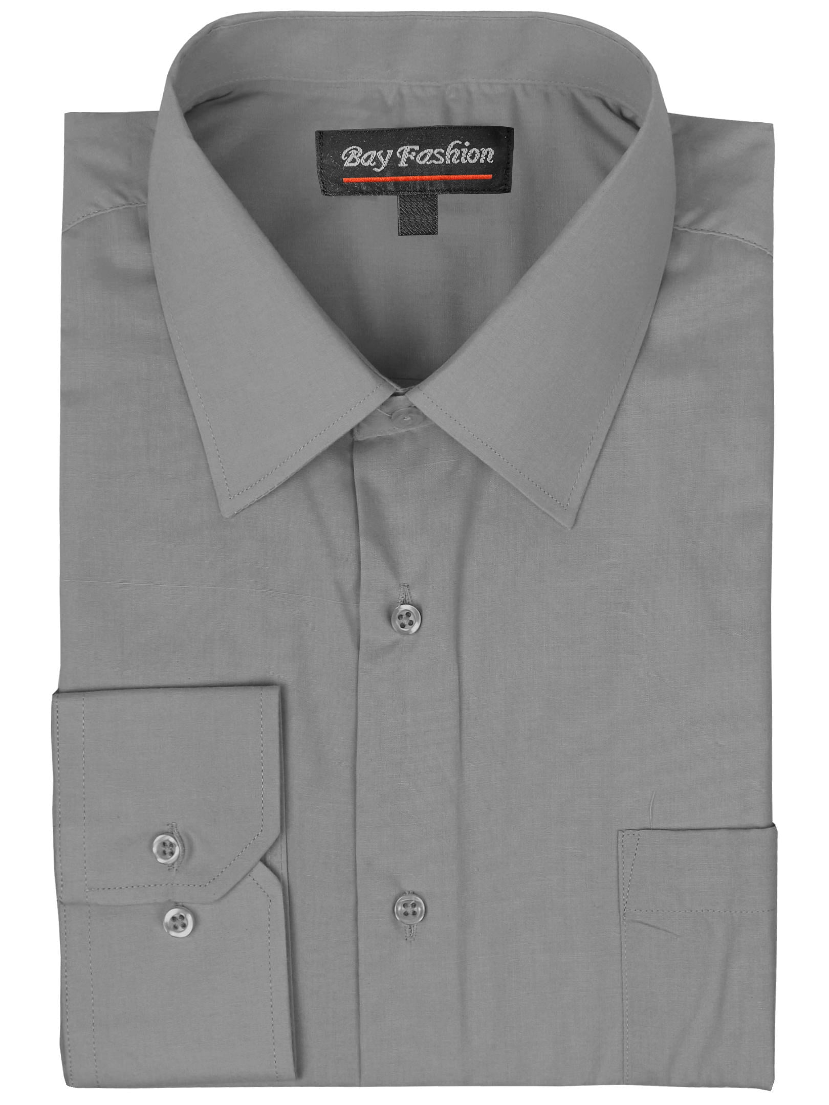 Men's Classic Long Sleeve Solid Color Barrel Cuff Dress Shirt