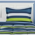 thumbnail image 3 of Your Zone Blue Stripe Twin Bedding Set for Kids, Machine Wash, 5 Pieces, 3 of 5