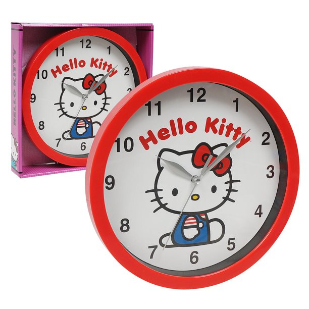 Hello Kitty Wall Clock 9¾"" Red