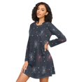 thumbnail image 3 of FORMRS Womens Long Sleeve Nightgowns Crew Neck Sleep Shirt Soft Pajamas Sizes S-3XL, Starry Night Pattern, 3 of 8