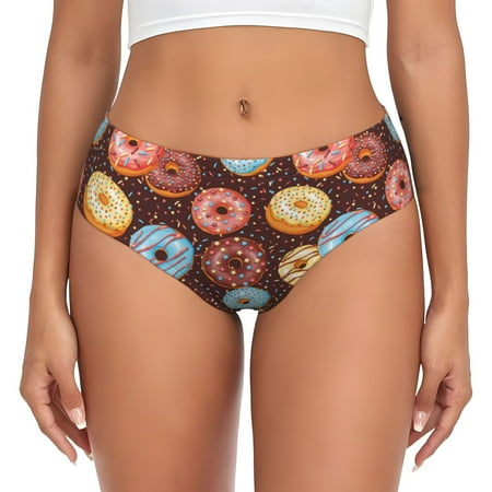Womens Underwear - Donut Print No.9038 No Show Seamless Underwear for Women  Soft Stretch Womens Panties  Hipster Ladies Panties Bikini Underwear Briefs
