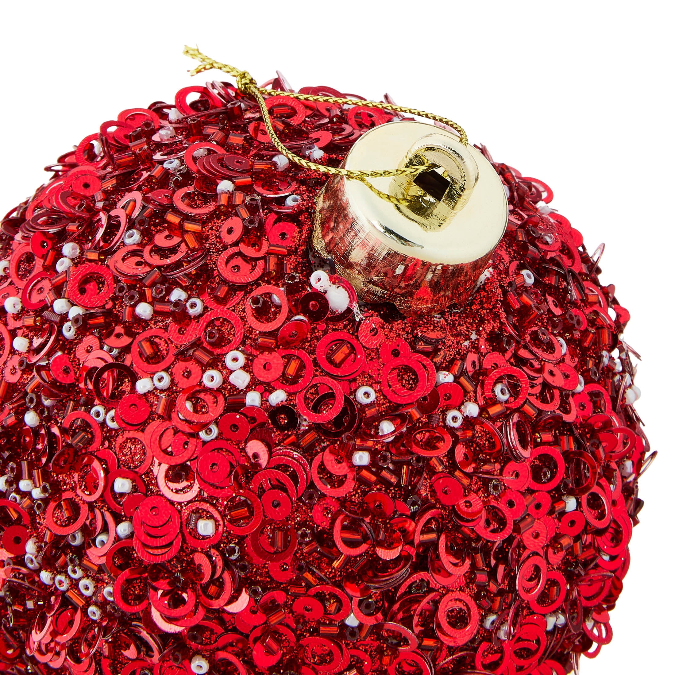 4-Count Red Sequin Ball Shatterproof Christmas Ornaments, 5", by Holiday Time