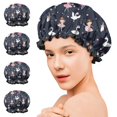 thumbnail image 7 of Shower Caps,Dark Blue Ballerina Princess Pattern Waterproof Shower Cap for Women 4 Pieces,Double Reusable Hair Cover for Shower PEVA Elastic Stretch Hem, 7 of 7