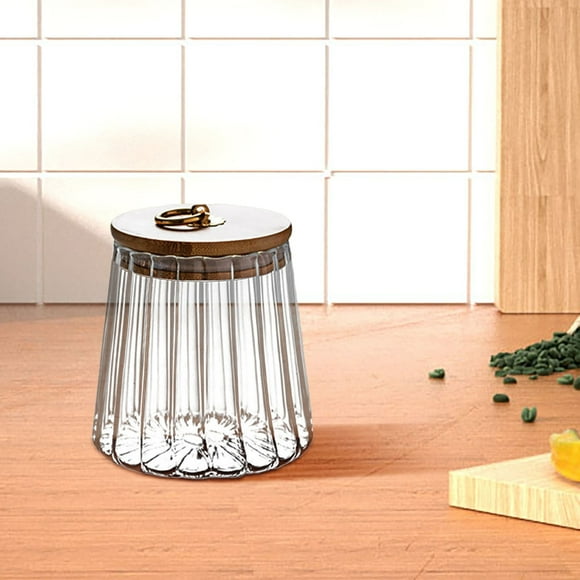 Glass Coffee Canister Airtight Storage Jar Petal Decorative Container With Lid Metal Handle Easy To Grasp Clear Acrylic Organizers And Storage Take Out Containers