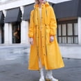 thumbnail image 2 of UTSJKR Women’s Adjustable Waist Drawstring Long Hooded Raincoat with Multi Pockets Lightweight Waterproof Outerwear for Travel Daily Rainy Days Yellow L, 2 of 7