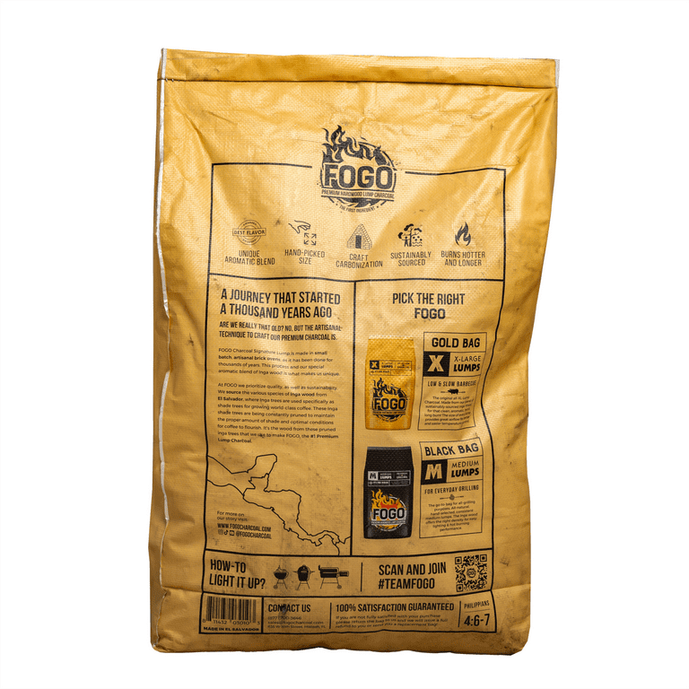FOGO Premium Oak Restaurant Quality All-Natural Large Sized Hardwood Lump Charcoal for Grilling and Smoking, 17.6 Pound Bag - Walmart.com FOGO Premium Oak Restaurant Quality All-Natural Large Sized Hardwood Lump Charcoal for Grilling and Smoking, 17.6 Pound Bag - Walmart.com