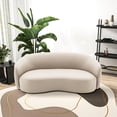 thumbnail image 4 of 82.7-Inch Modern Sofa, Large 3-Seater Couch with 1 Matching Pillow, Comfortable Living Room Curved Sofa, Beige, 4 of 5