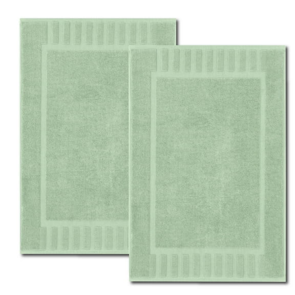 White Classic Luxury Bath Mat Towel Set, Absorbent Cotton Hotel Spa Shower/Bathtub Mats [Not a Bathroom Rug] 22x34, Green , 2 Pack