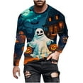 thumbnail image 2 of Yaoyar Men's Halloween Element Ghost Printed Pullover Long Sleeve Crew Neck T-Shirt Long Sleeve Crew Neck Top Multicolor XL, 2 of 5
